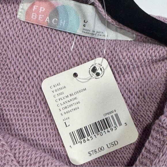 Free People Amara Sweater Mini Elegant Lilac Knit Dress Large NWT - Picture 9 of 9